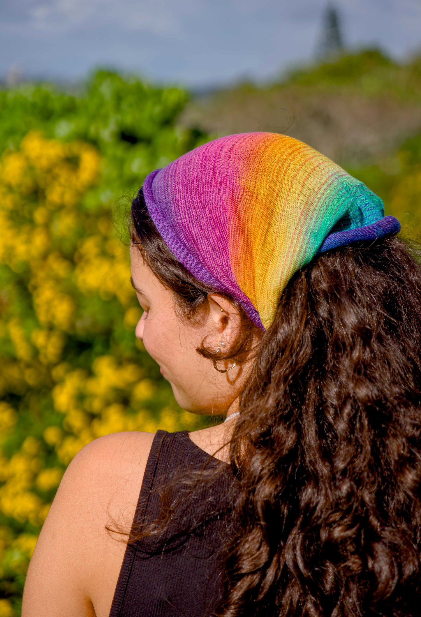 Rainbows Bandana Wrap Wide Scrunch Headband - Hand-Dyed