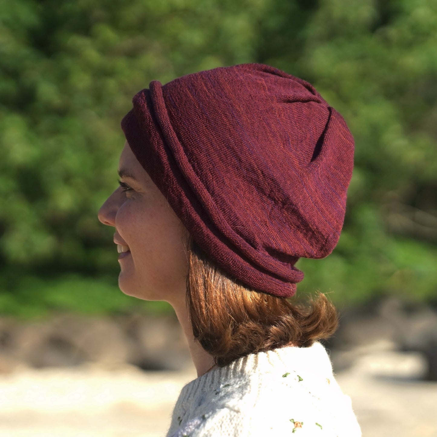 Rustic Plum Merino Beanie Wrap