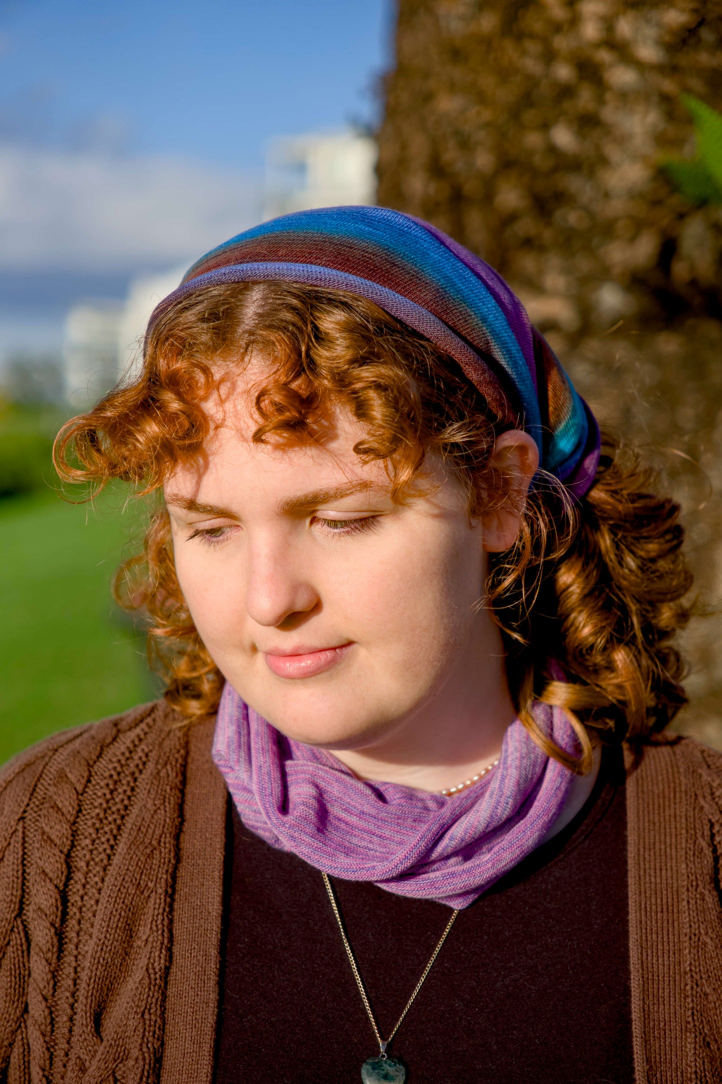 Bright Earth Bandana Wrap Wide Scrunch Headband - Hand-Dyed