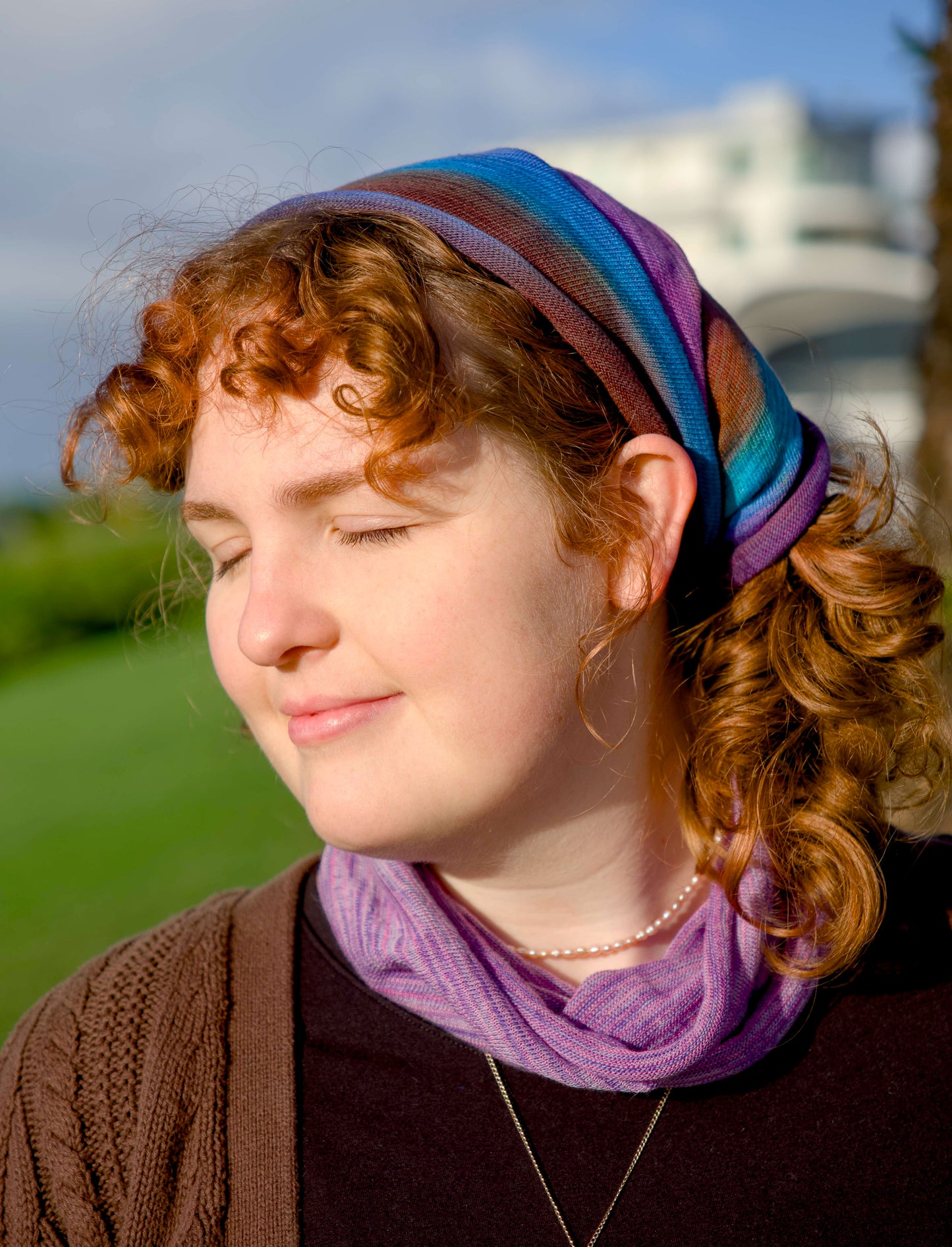 Bright Earth Bandana Wrap Wide Scrunch Headband - Hand-Dyed