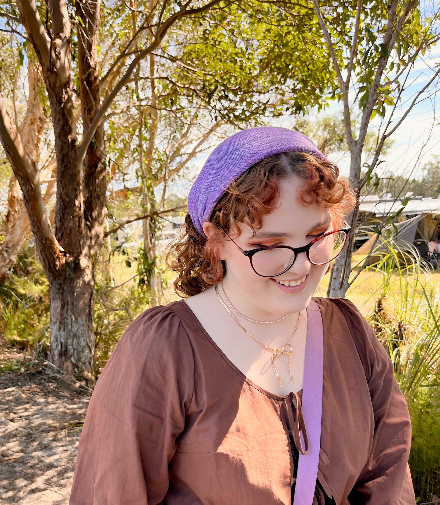 Purple Lupins Bandana Wrap Wide Scrunch Headband