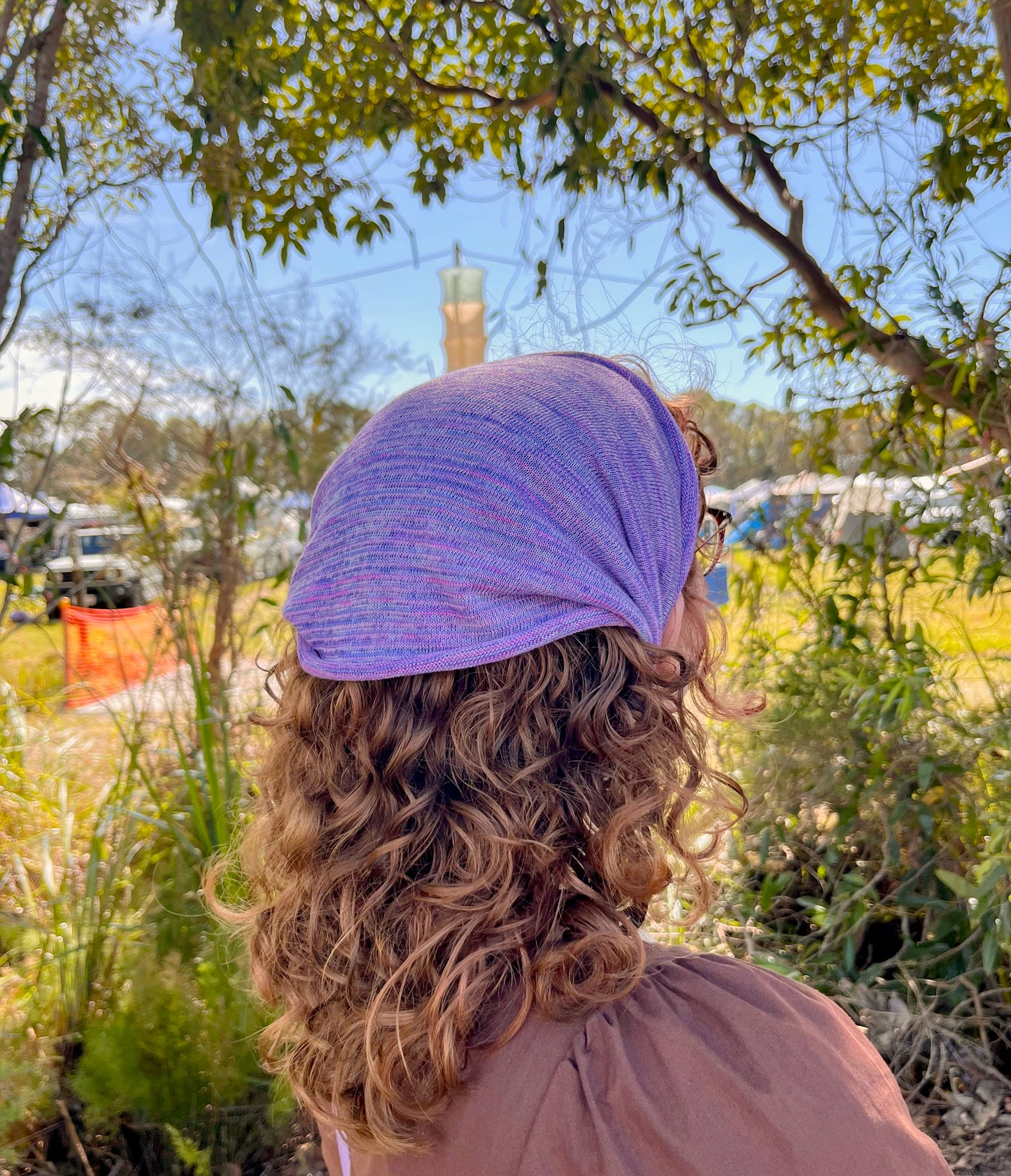Purple Lupins Bandana Wrap Wide Scrunch Headband