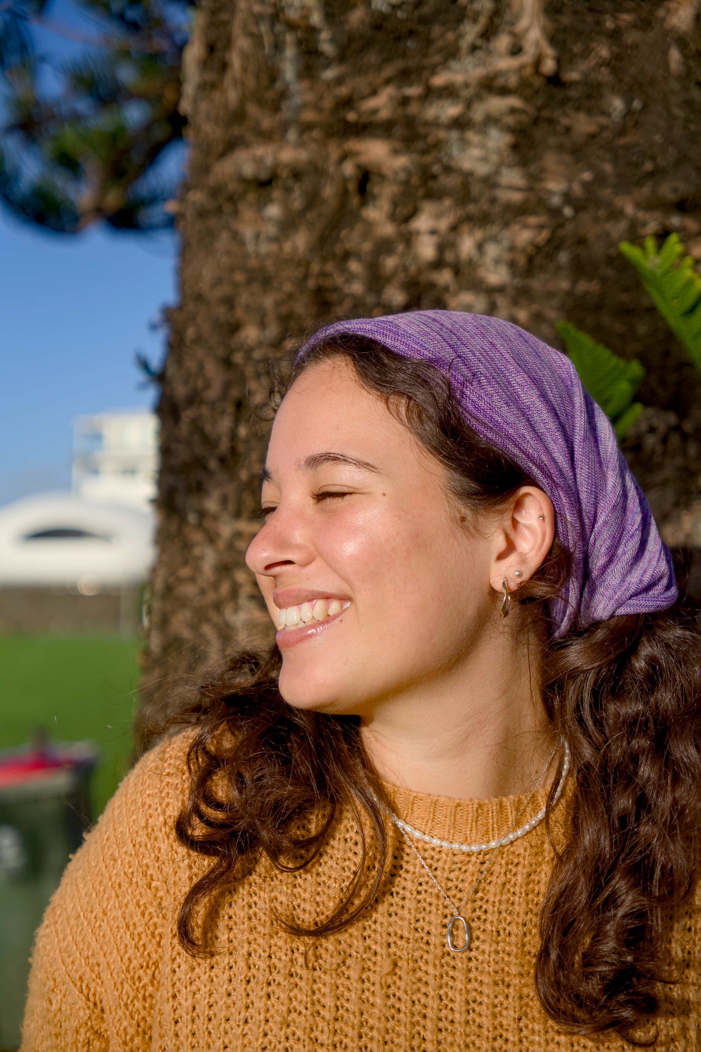Purple Lupins Bandana Wrap Wide Scrunch Headband