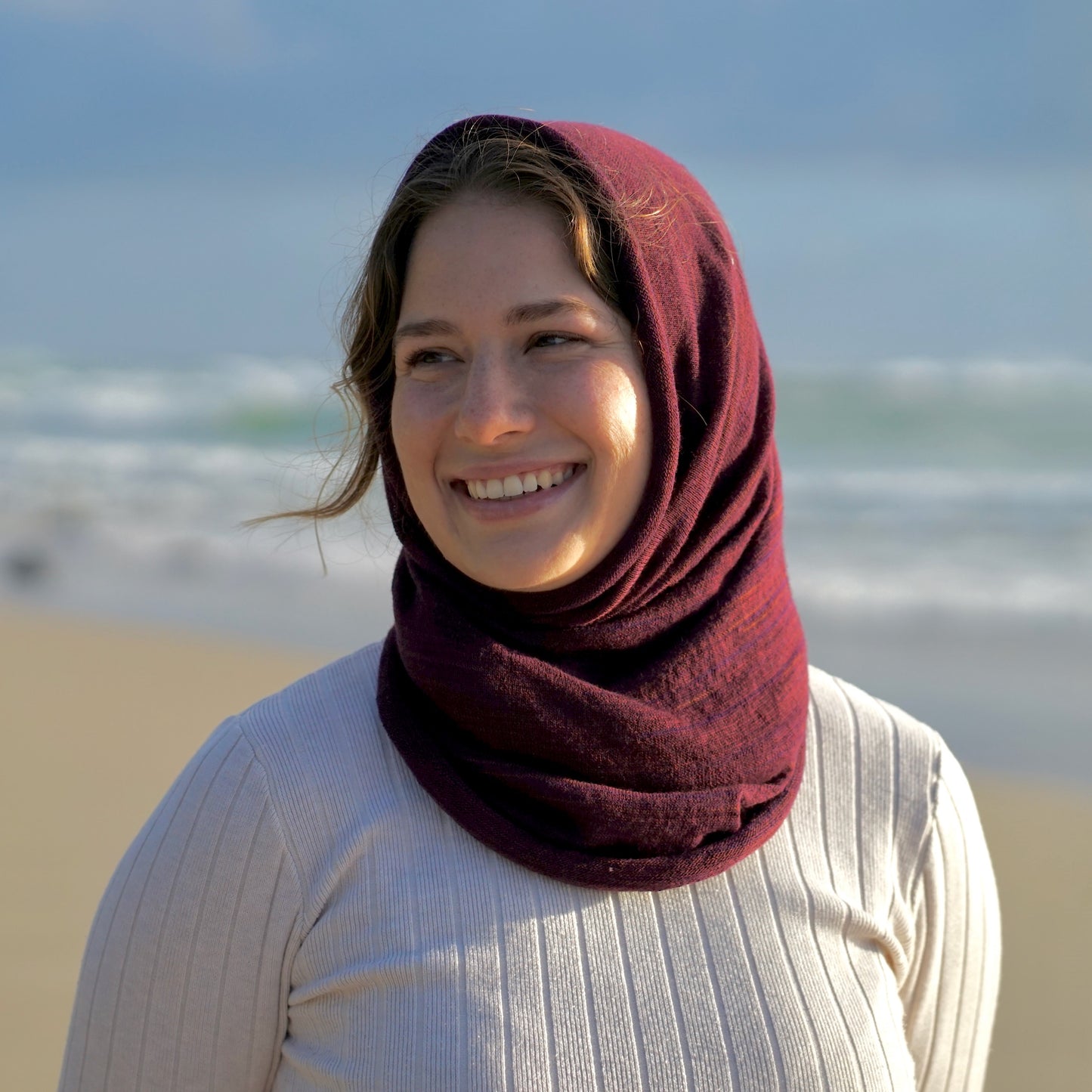 Rustic Plum Merino Beanie Wrap