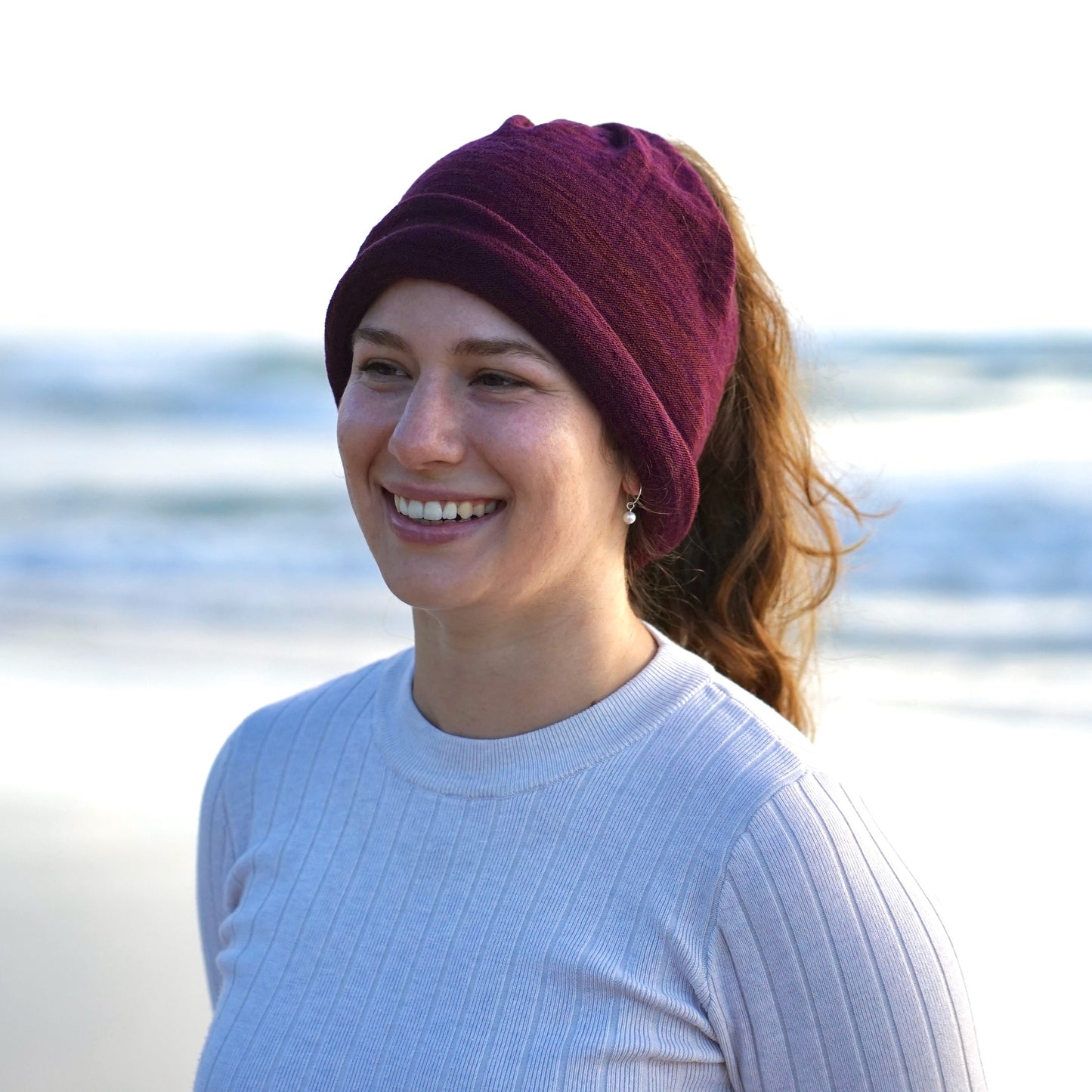 Rustic Plum Merino Beanie Wrap