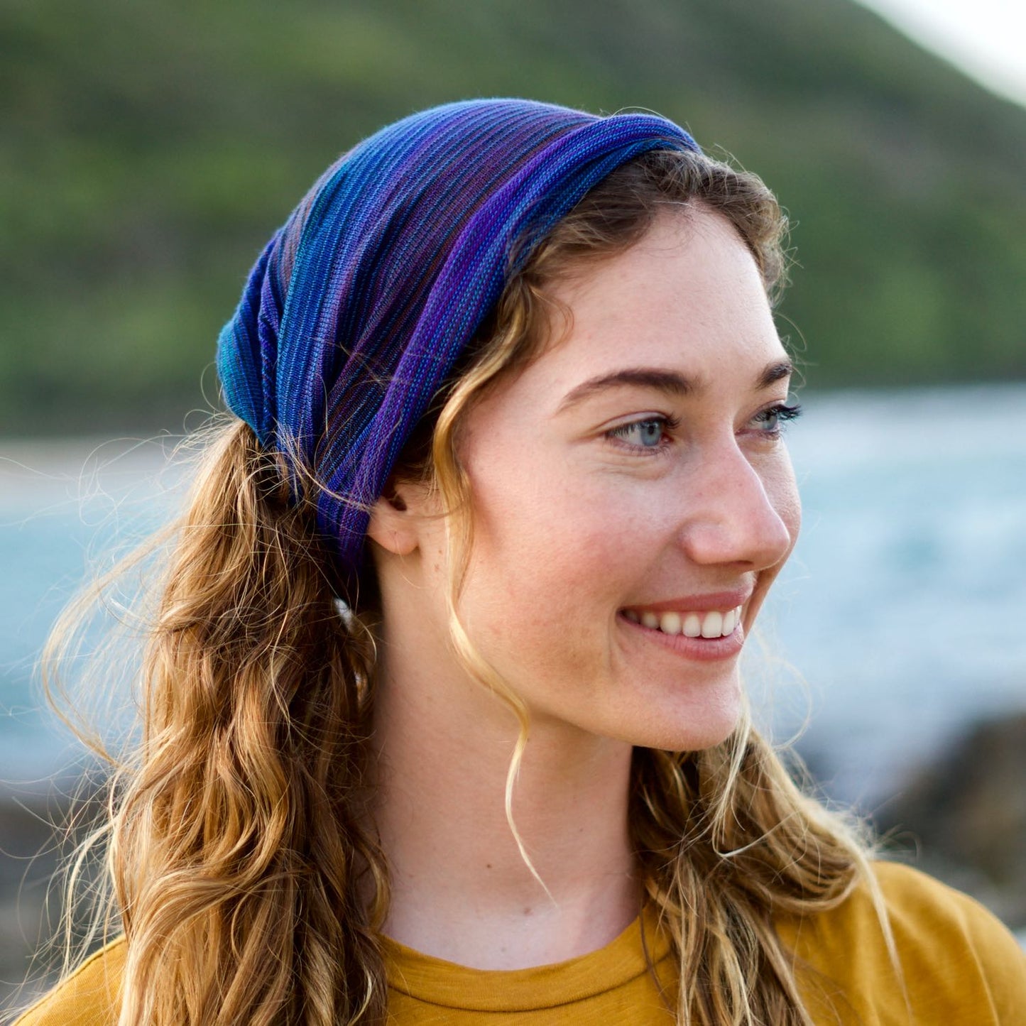Bright Earth Bandana Wrap Wide Scrunch Headband - Hand-Dyed