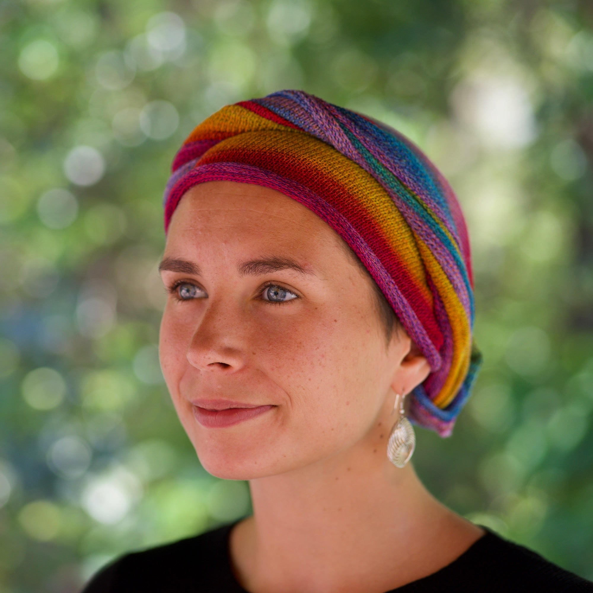 Rainbow Tribal Chemo headwrap Chemo headwear by Wrapdinlove