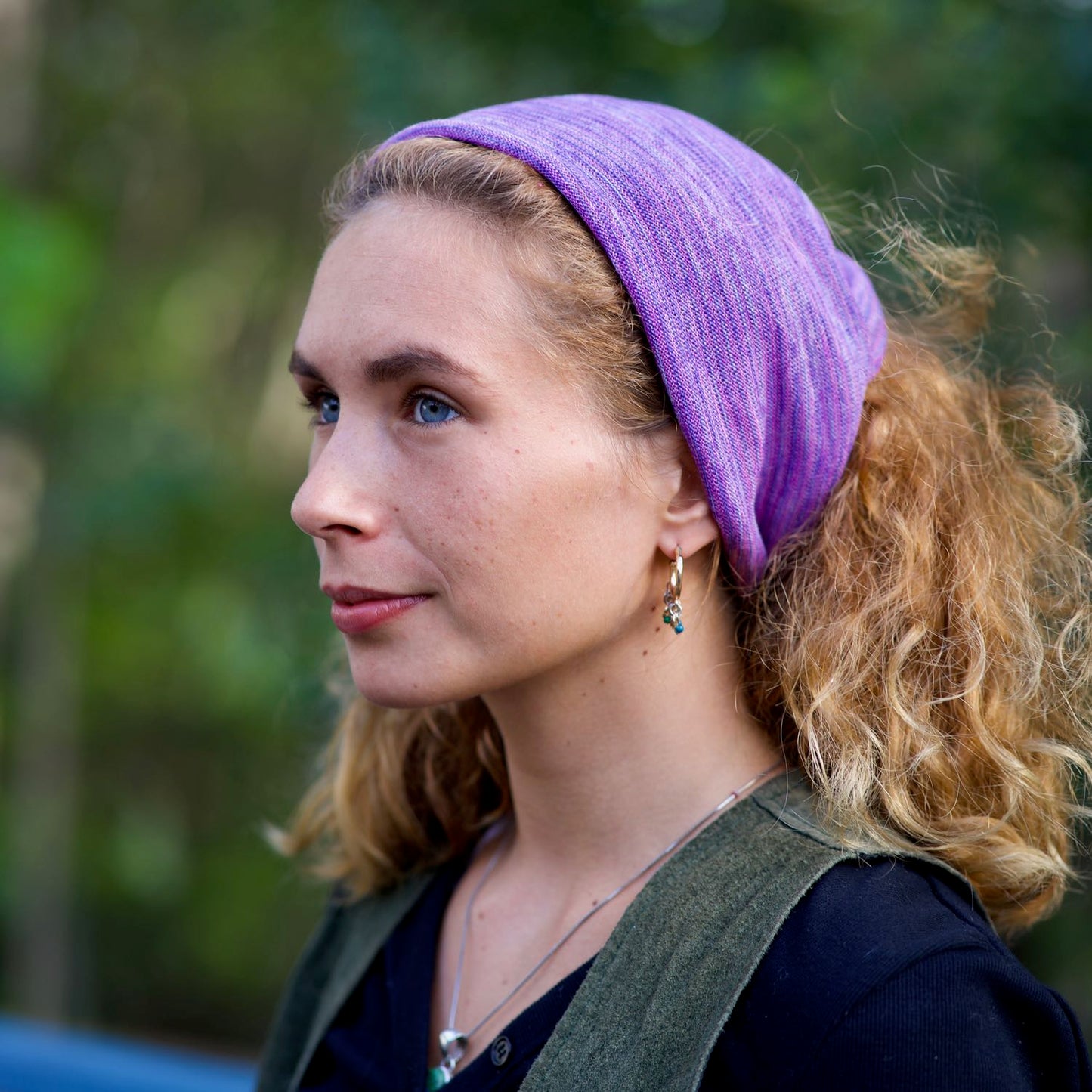 Purple Lupins Bandana Wrap Wide Scrunch Headband