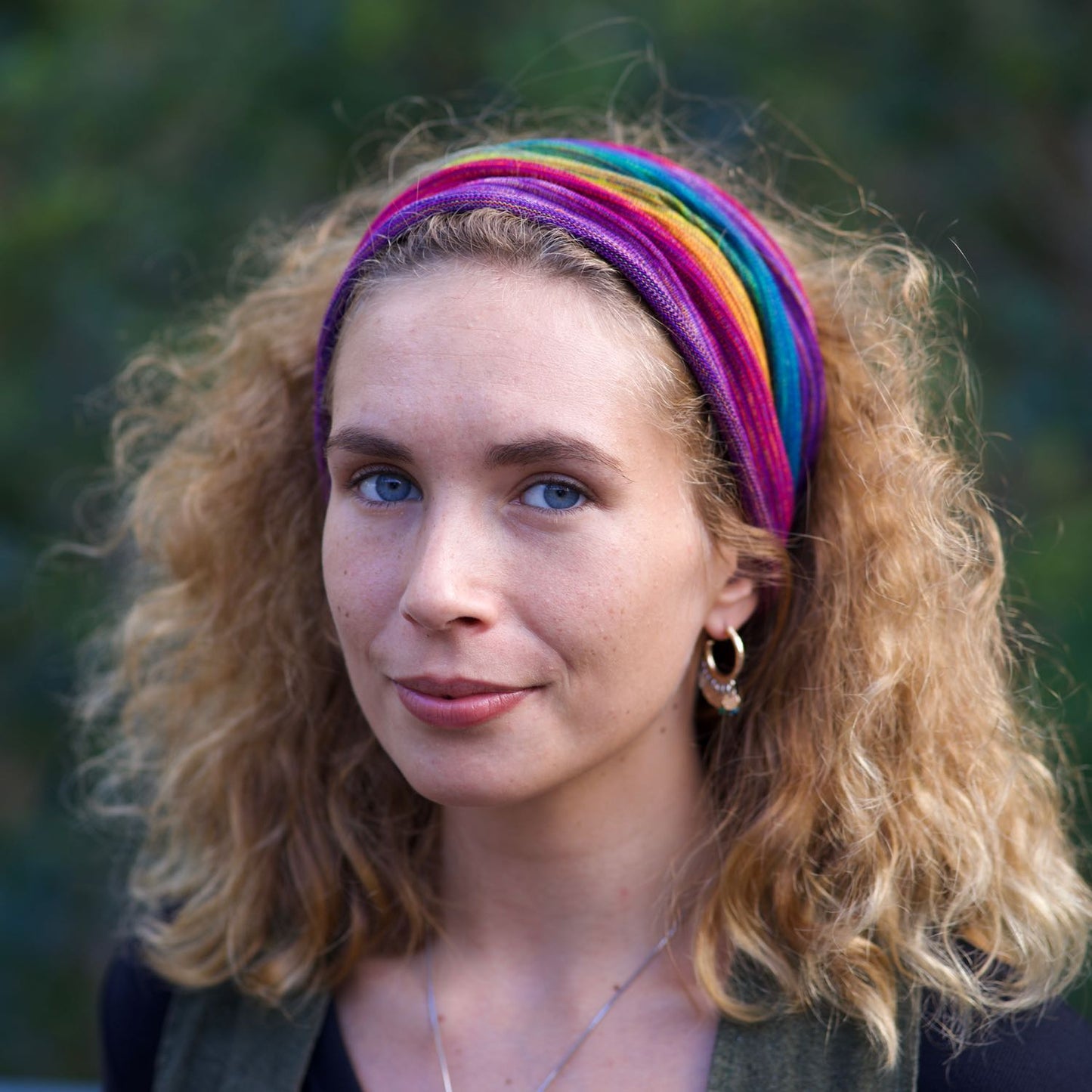 Rainbows Bandana Wrap Wide Scrunch Headband - Hand-Dyed