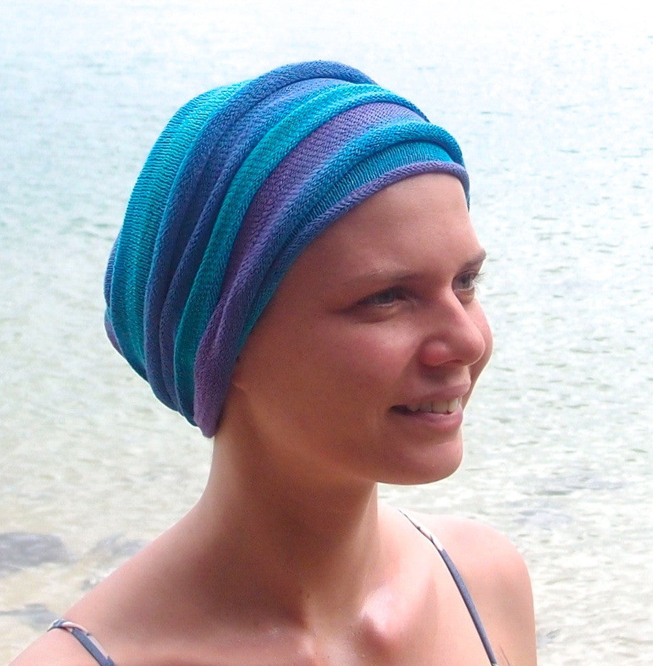 Ocean Blues Turban Wrap - Hand-Dyed