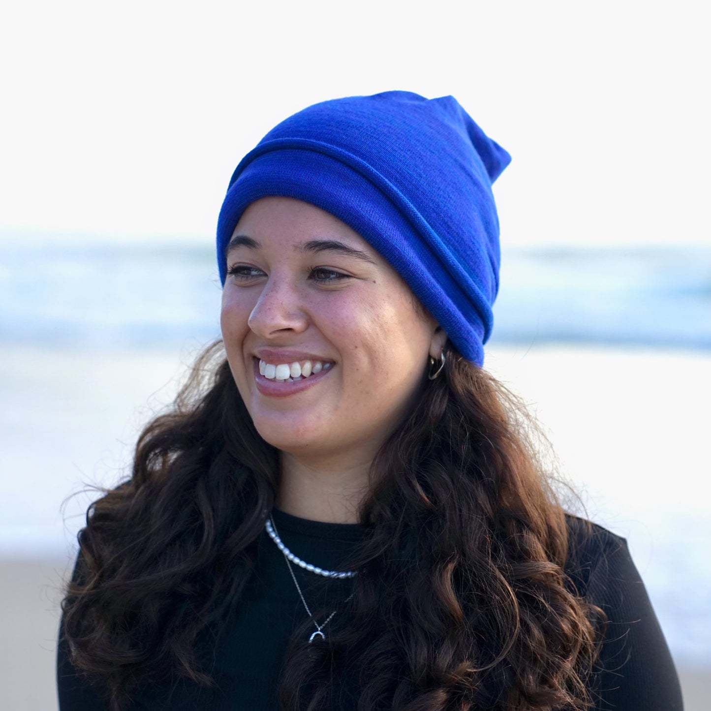 Lapis Blue Merino Beanie Wrap