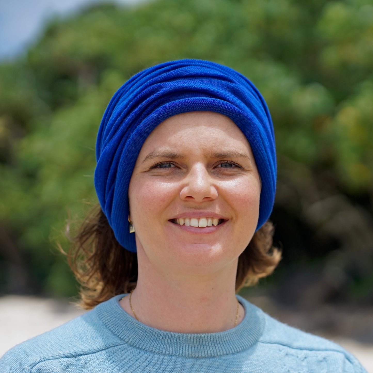 Lapis Blue Merino Beanie Wrap