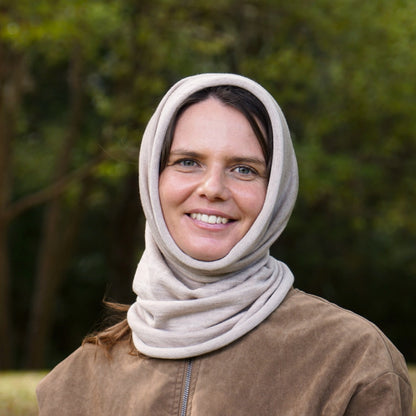 Sand Beige Reversible Merino Beanie Wrap