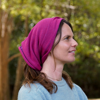 Fuchsia Reversible Merino Beanie Wrap