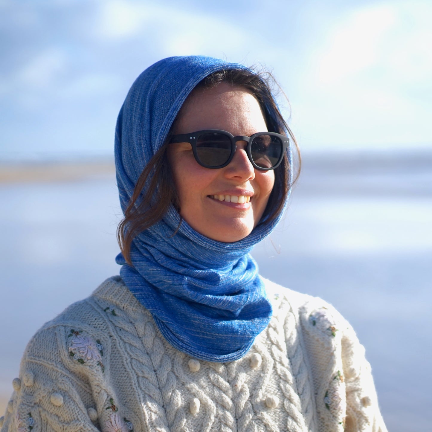 Ice Blues Merino Beanie Wrap