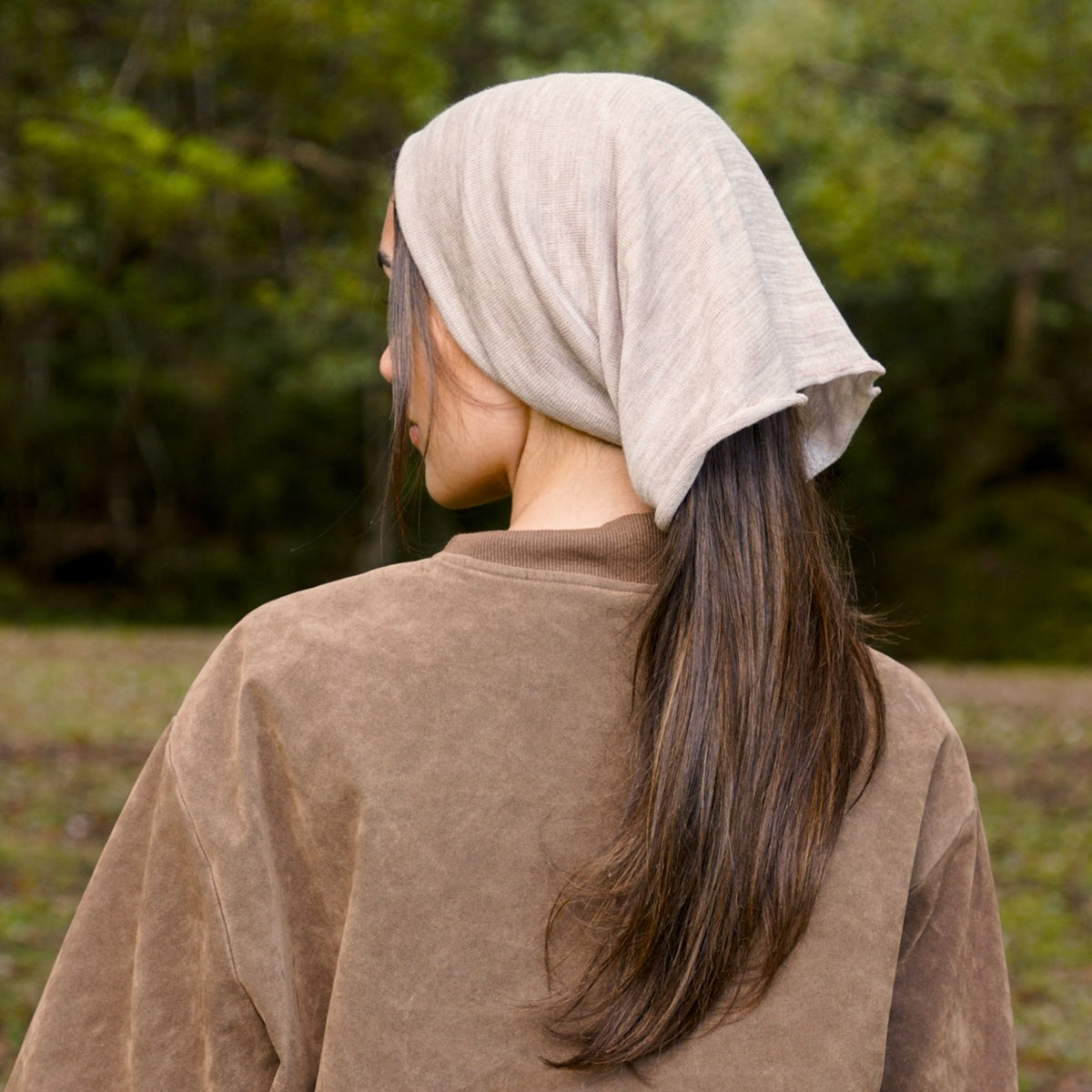 Sand Beige Reversible Merino Beanie Wrap