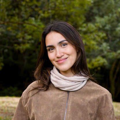 Sand Beige Reversible Merino Beanie Wrap