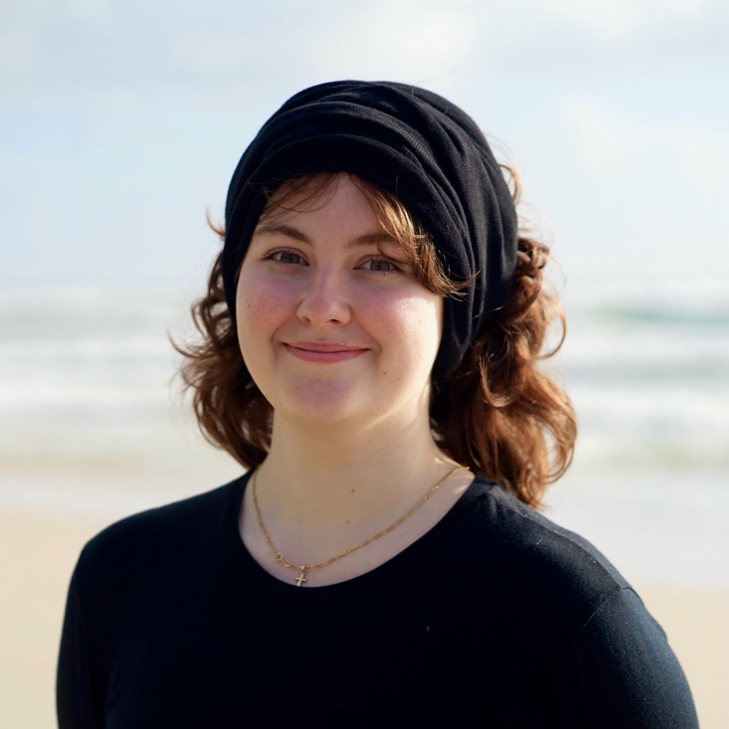 Black Merino Beanie Wrap