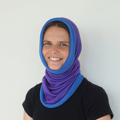 Amethyst & Blue Reversible Merino Beanie Wrap