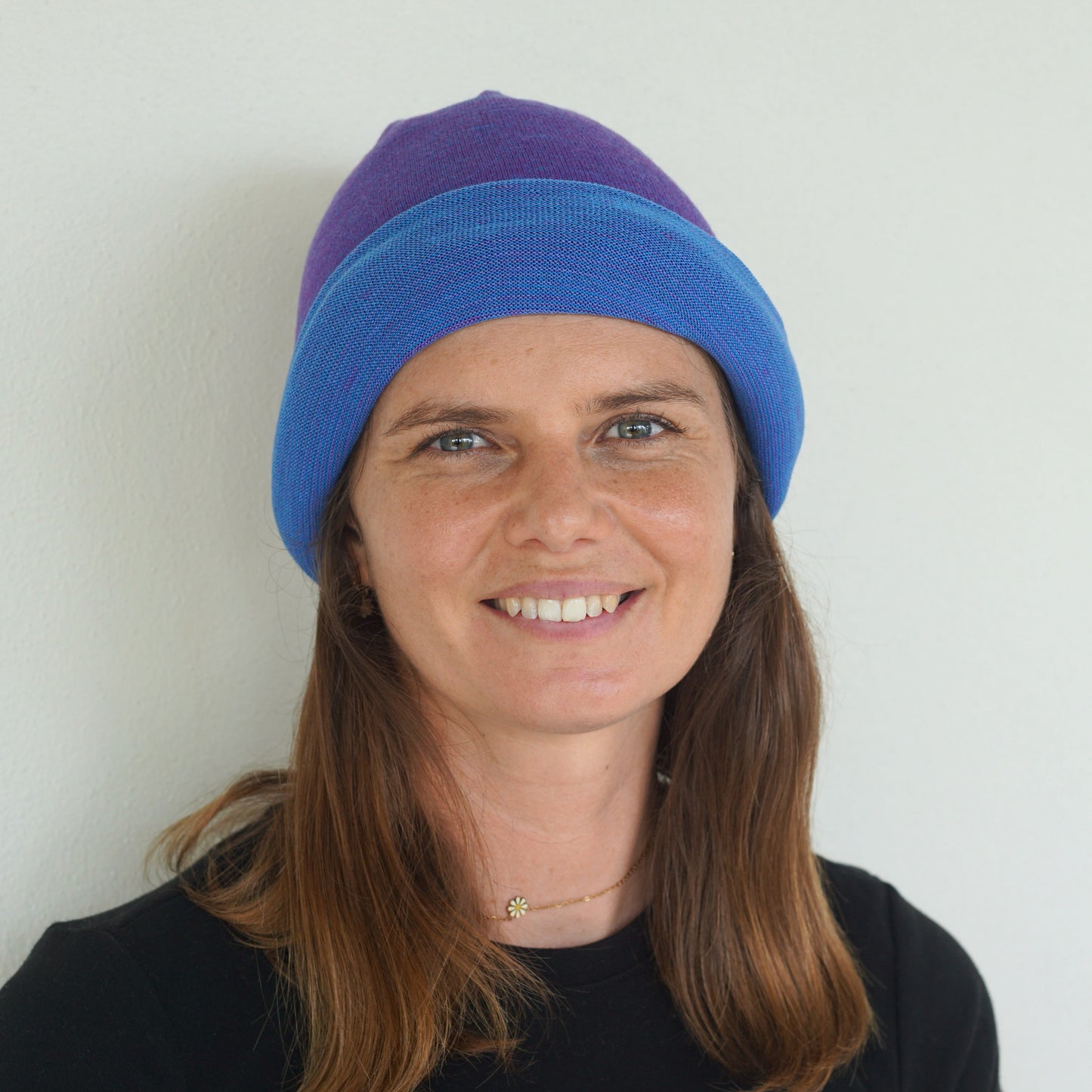 Amethyst & Blue Reversible Merino Beanie Wrap