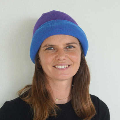 Amethyst & Blue Reversible Merino Beanie Wrap