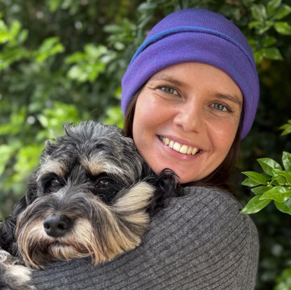 Amethyst & Blue Reversible Merino Beanie Wrap