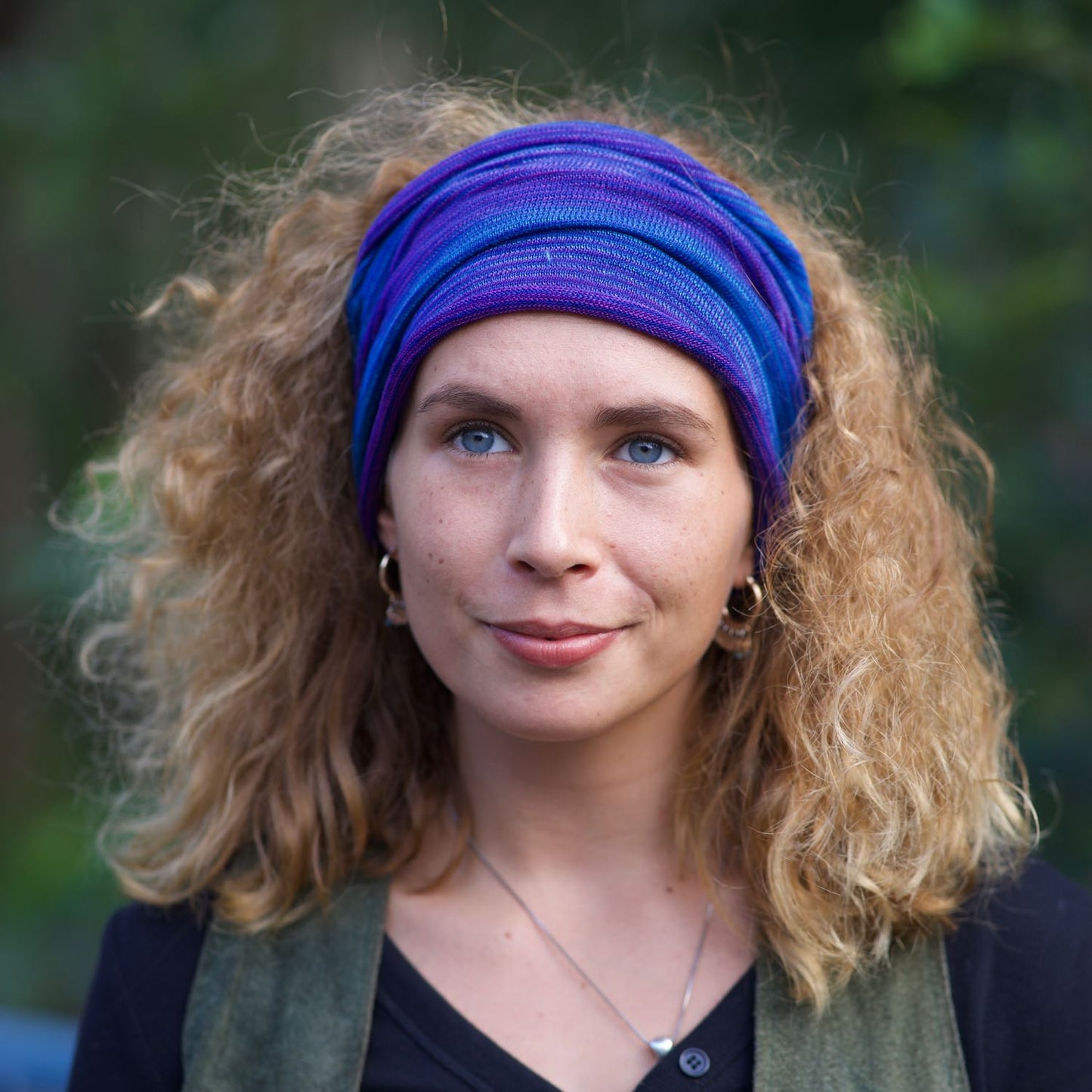 Lapis Blues Bandana Wrap Wide Scrunch Headband