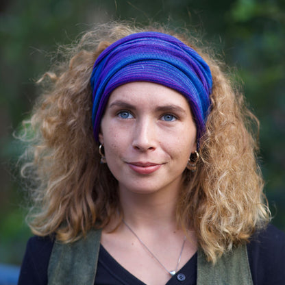 Lapis Blues Bandana Wrap Wide Scrunch Headband