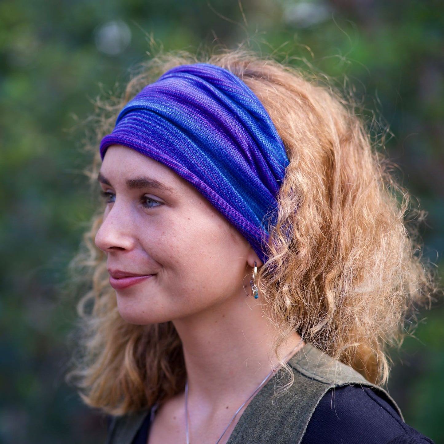 Lapis Blues Bandana Wrap Wide Scrunch Headband