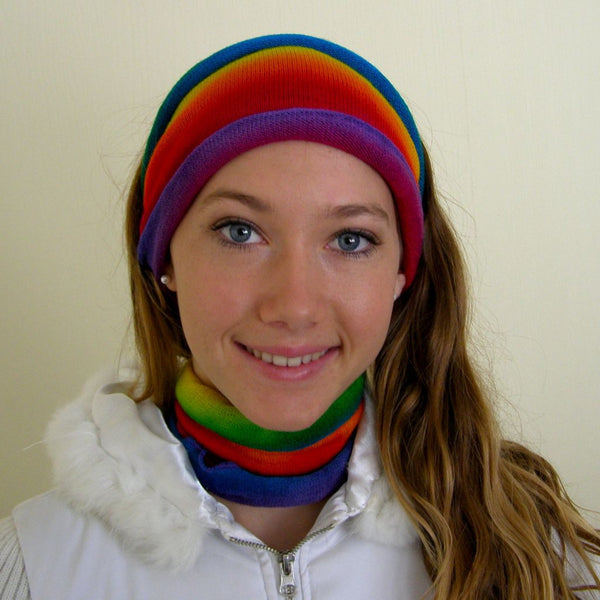 Rainbow Merino Head Wrap